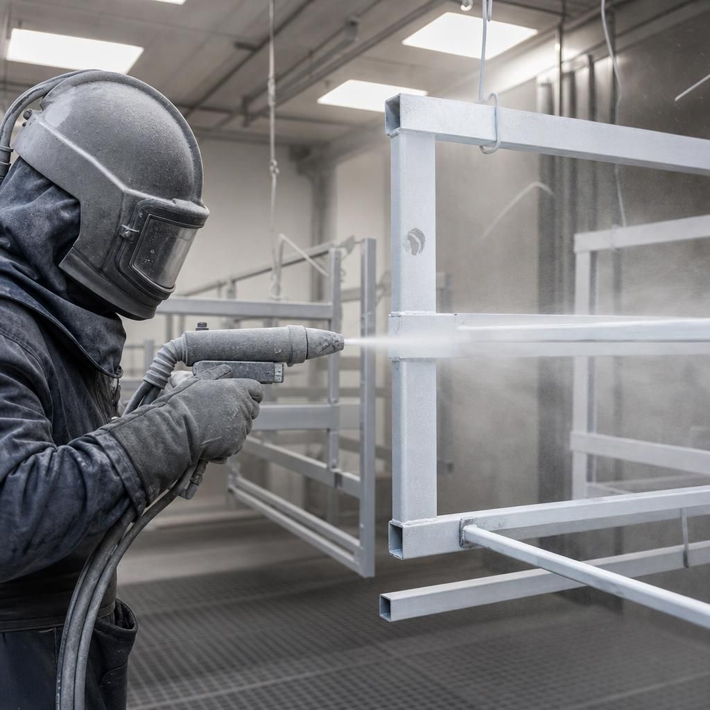 Large-scale powder coating application